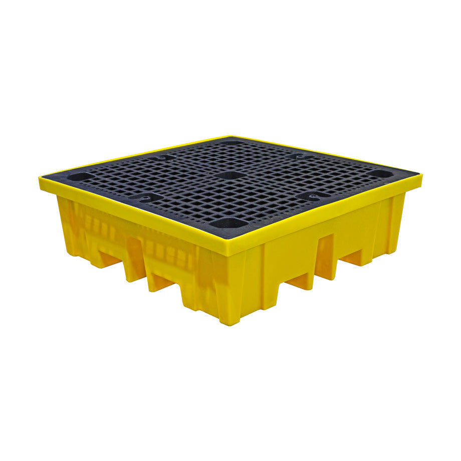 Plastic 4 Drum Spill Pallet With 4-Way Forklift Entry - BP4FW ||To Hold 4 Drums