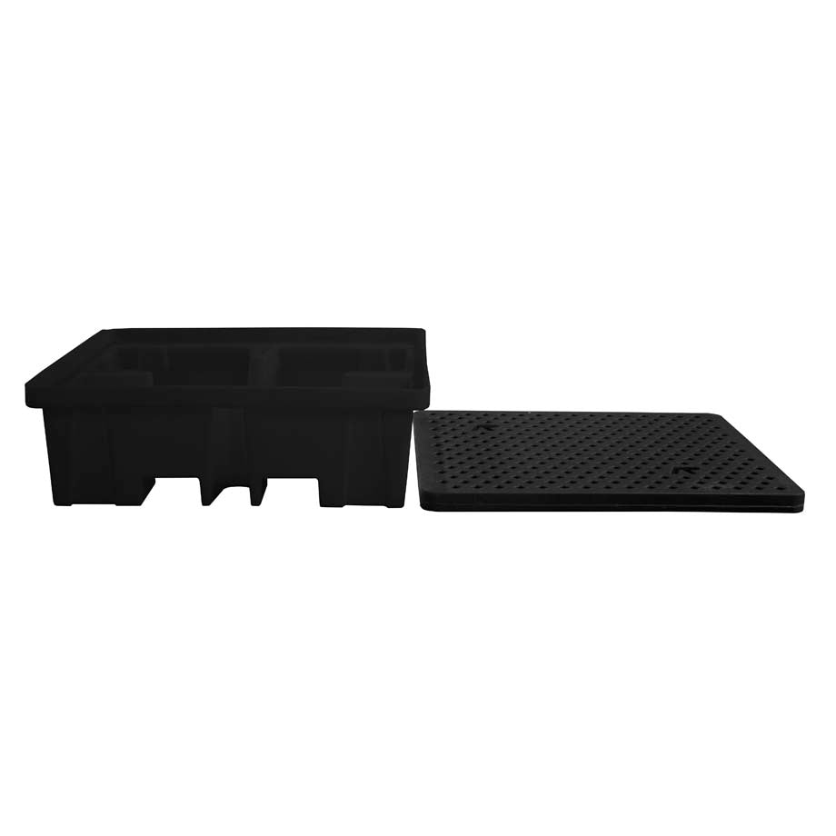 (Clearance) Black Plastic 4 Drum Spill Pallet With 4-Way Forklift Entry - BP4FW ||To Hold 4 Drums (Copy)