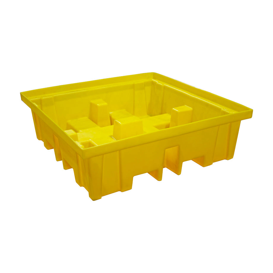 Plastic 4 Drum Spill Pallet With 4-Way Forklift Entry - BP4FW ||To Hold 4 Drums