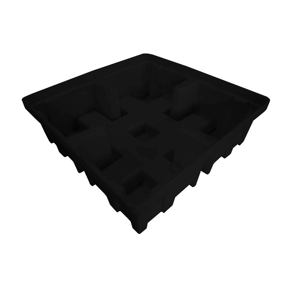 (Clearance) Black Plastic 4 Drum Spill Pallet With 4-Way Forklift Entry - BP4FW ||To Hold 4 Drums (Copy)