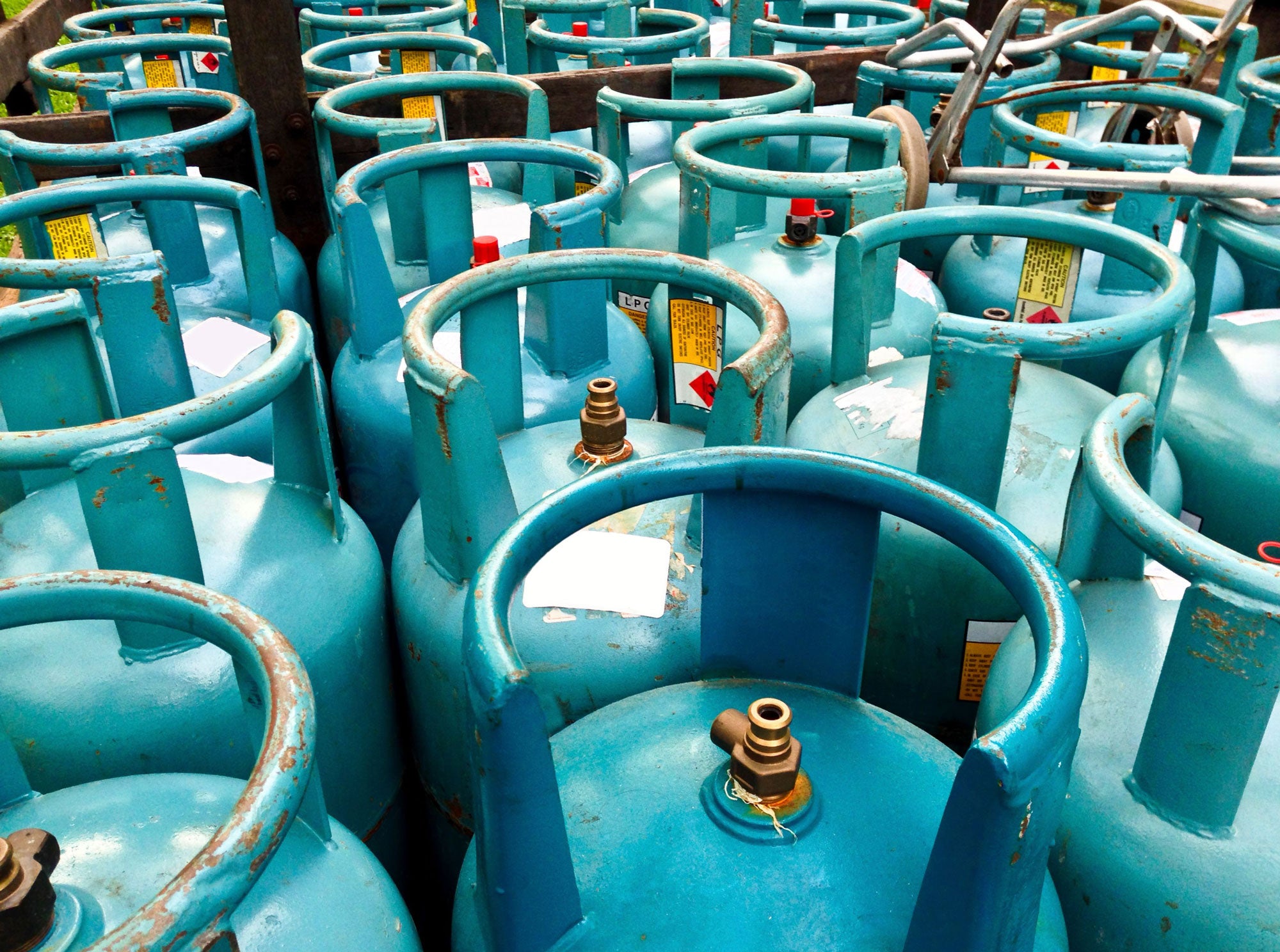 Explosive substances inside steel gas containers