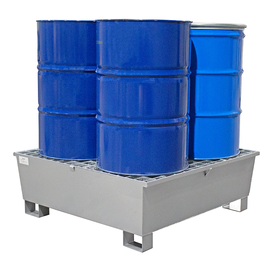 4 Drum Spill Pallet - Galvanised Steel - GSP4D || 440ltr Sump Capacity
