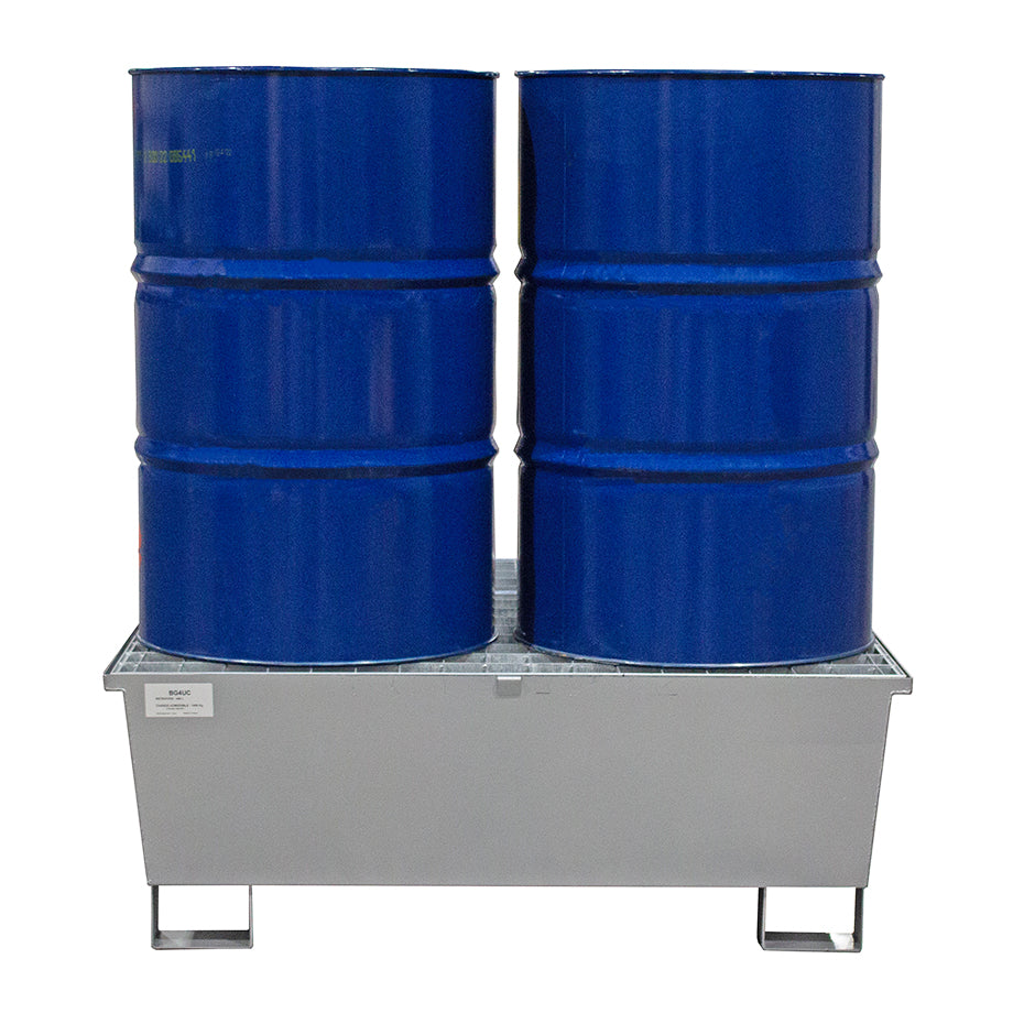 4 Drum Spill Pallet - Galvanised Steel - GSP4D || 440ltr Sump Capacity