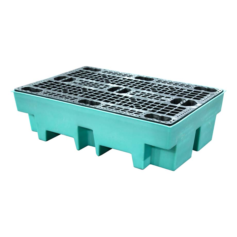 (Clearance) Teal Double Drum Spill Pallet - BP2 || 240ltr Sump Capacity