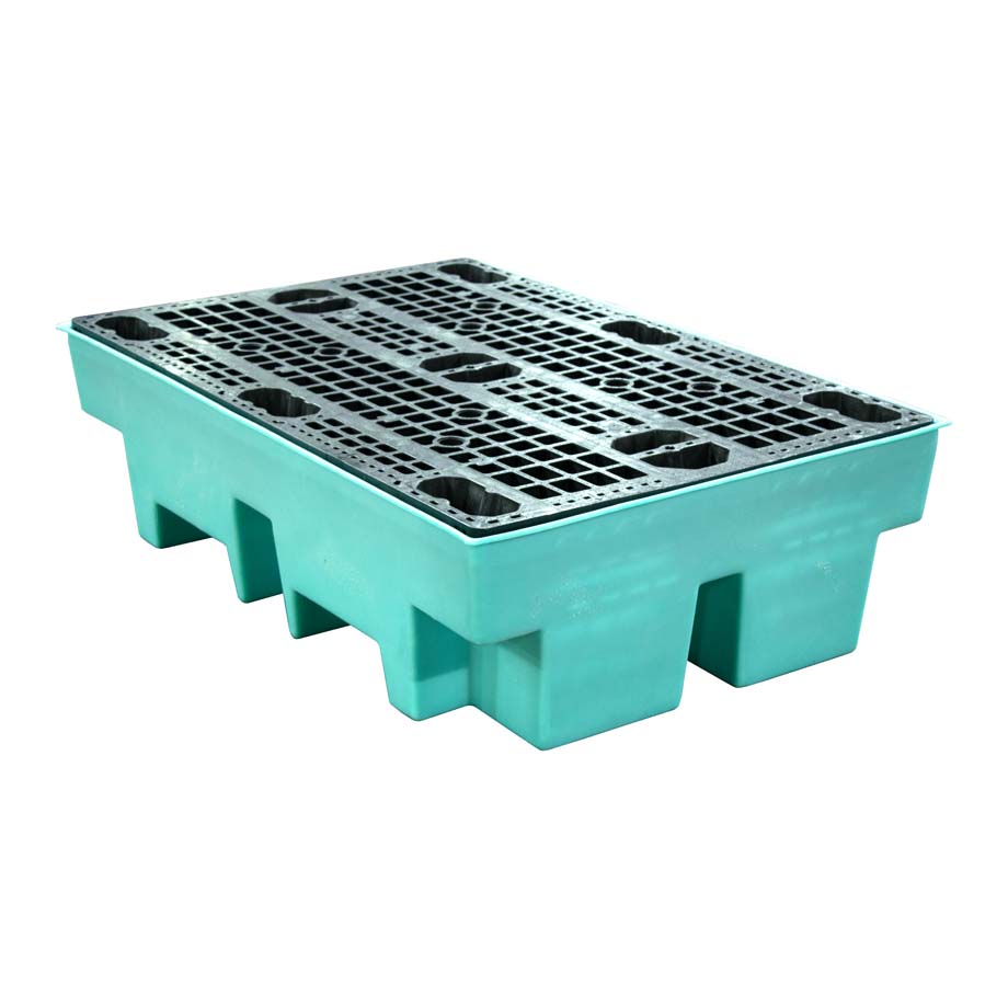 (Clearance) Teal Double Drum Spill Pallet - BP2 || 240ltr Sump Capacity