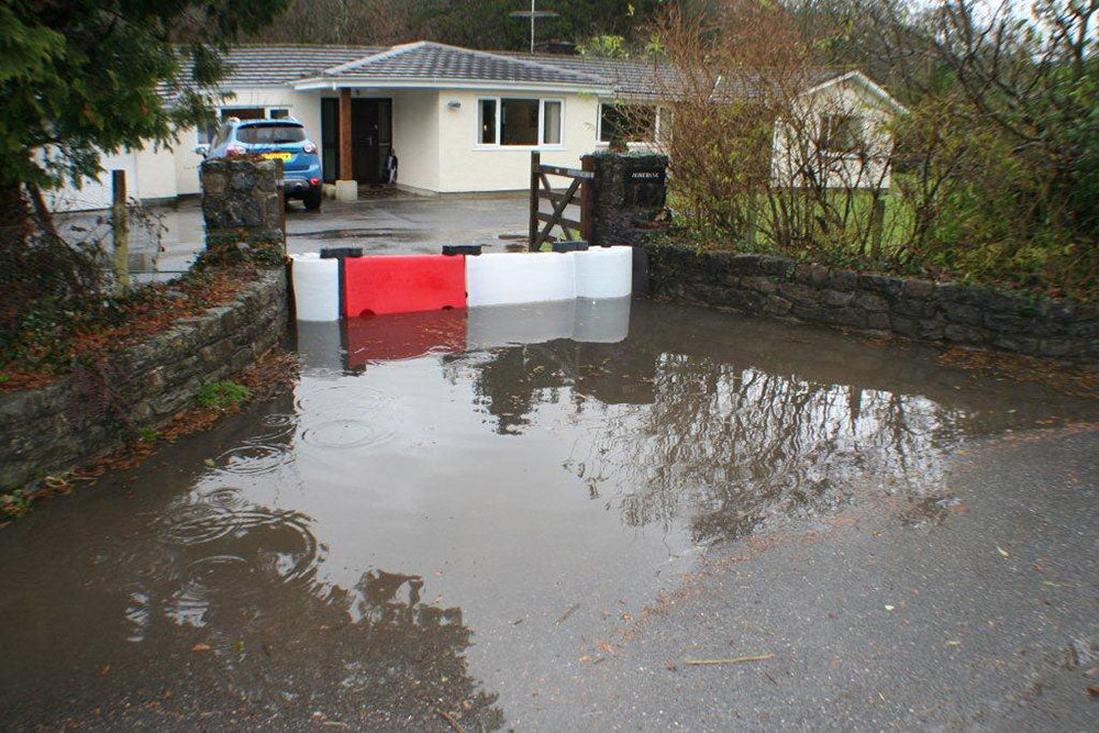 Household driveway being protected by FloodStop