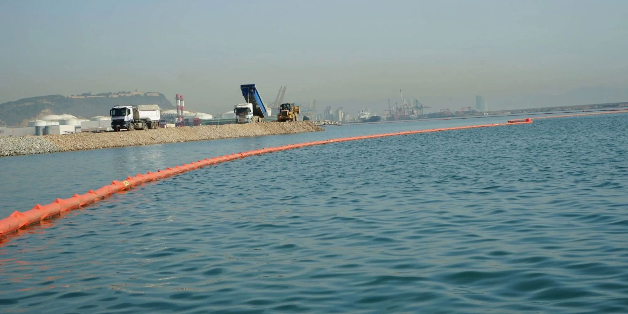 Marine Containment Boom being used in a Spanish harbour