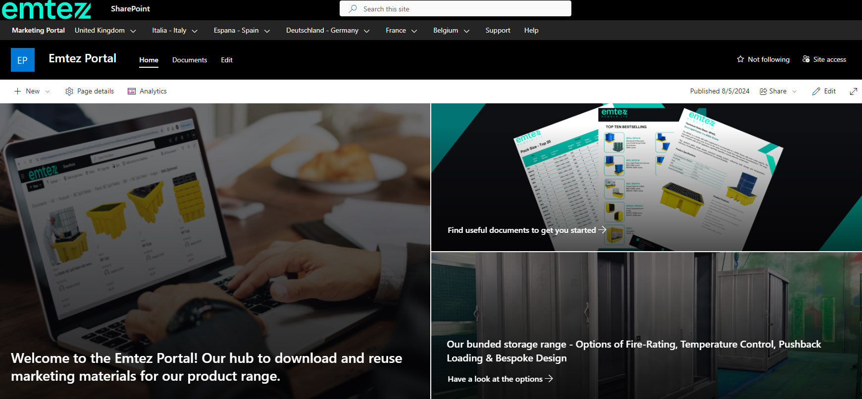 Emtez Portal home page screenshot
