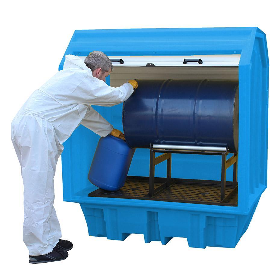 BP2HCH - 2 Drum Hard Covered Plastic Bunded Spill Containment Pallet with Drum Cradle