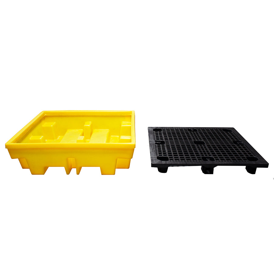 (Clearance) Yellow Plastic 4 Drum Spill Pallet - BP4 ||To Hold 4 Drums