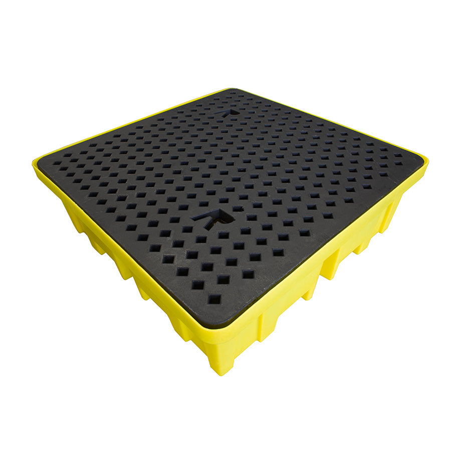Plastic 4 Drum Spill Pallet With 4-Way Forklift Entry - BP4FW ||To Hold 4 Drums