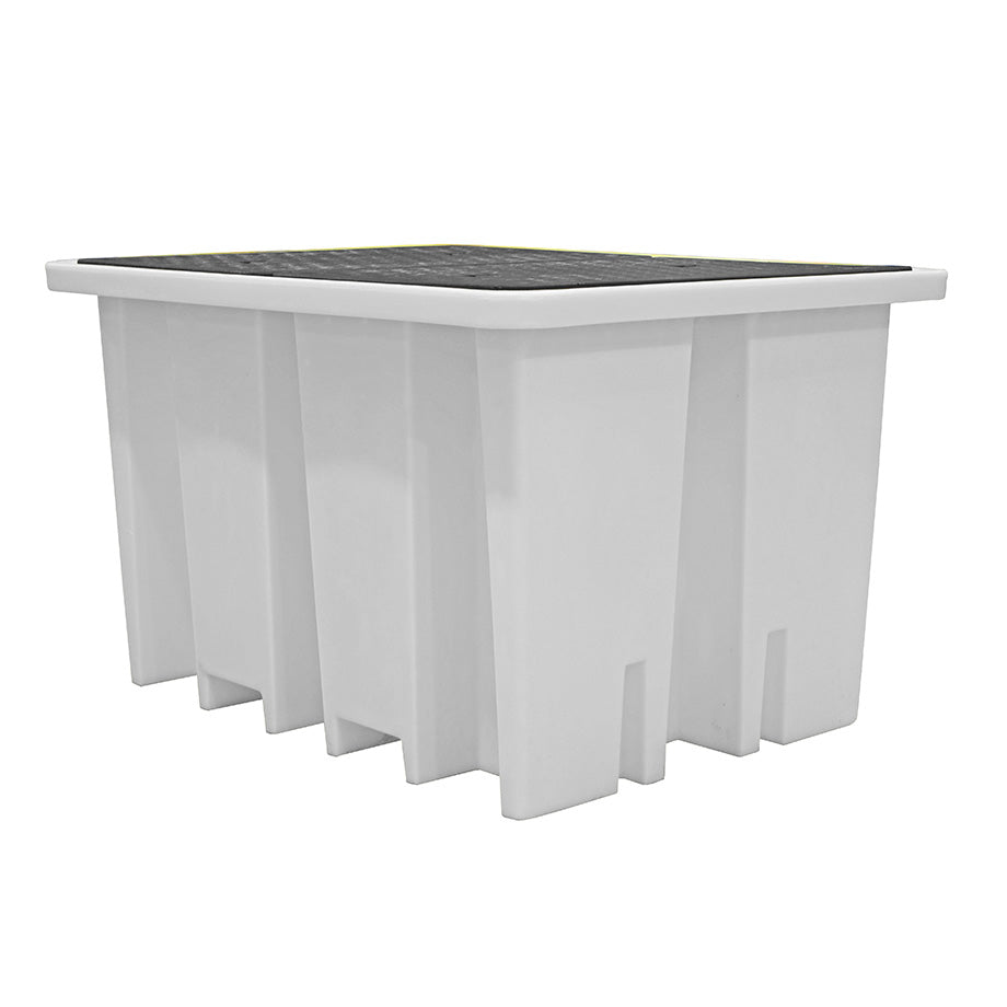 (Clearance) White Single IBC Spill Pallet with 2 Removable Decks - BB1S || 1200ltr Sump Capacity