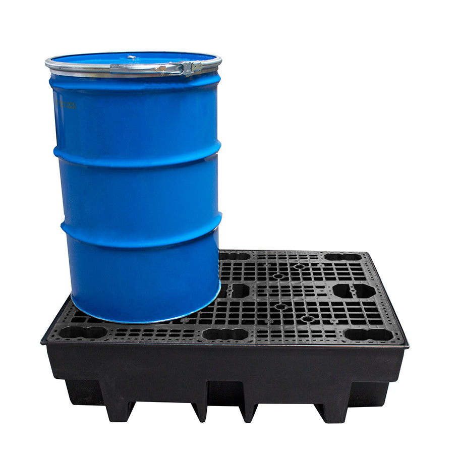 (Clearance) Recycled 2 Drum Polyethylene Spill Pallet - BP2R || To Hold 2 Drums