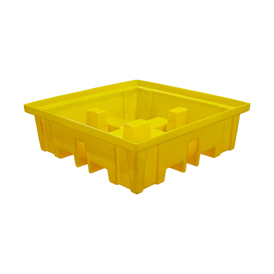 Plastic 4 Drum Spill Pallet With 4-Way Forklift Entry  - BP4FW ||To Hold 4 Drums