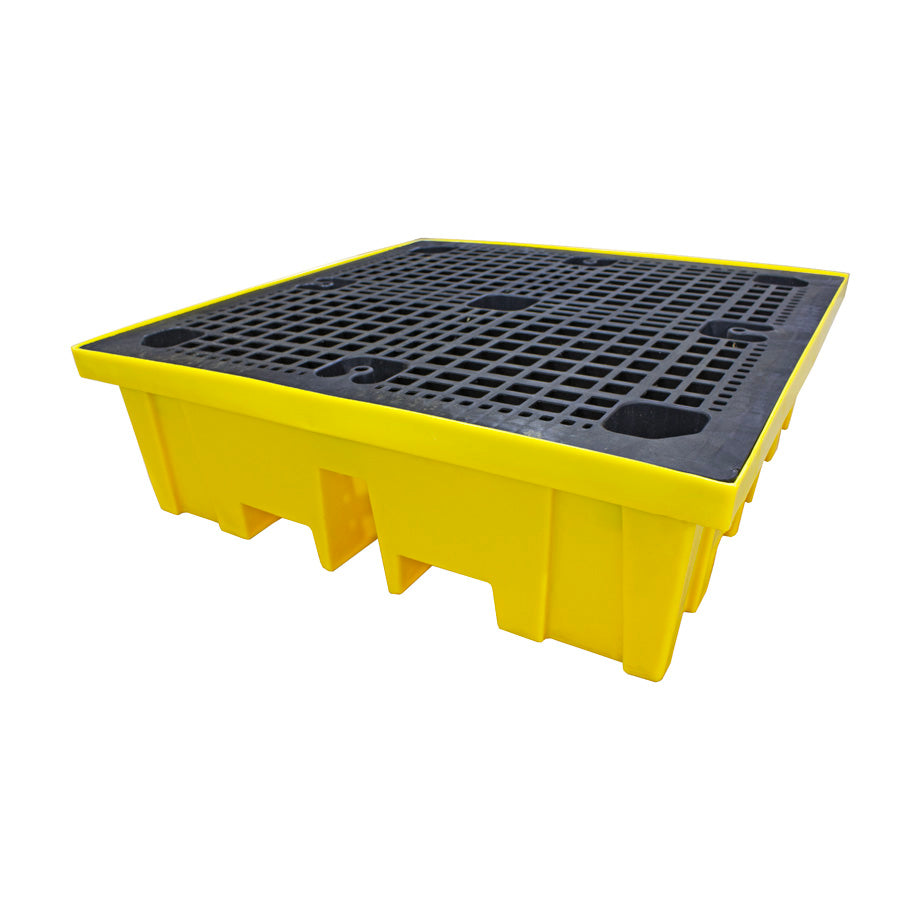 Plastic 4 Drum Spill Pallet With 4-Way Forklift Entry  - BP4FW ||To Hold 4 Drums