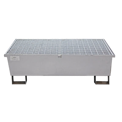 2 Drum Spill Pallet - Galvanised Steel - GSP2D || 240ltr Sump Capacity