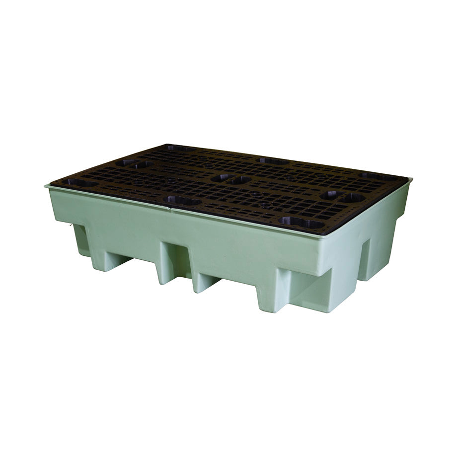 (Clearance) Mint Green Double Drum Spill Pallet - BP2 || 240ltr Sump Capacity