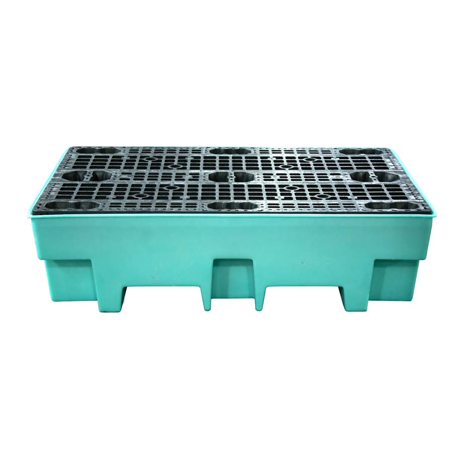 (Clearance) Teal Double Drum Spill Pallet - BP2 || 240ltr Sump Capacity