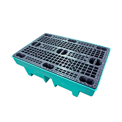(Clearance) Teal Double Drum Spill Pallet - BP2 || 240ltr Sump Capacity