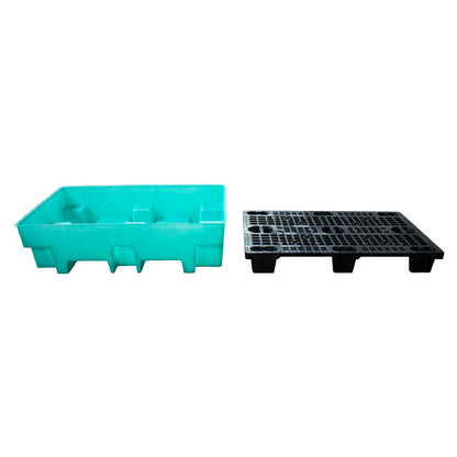 (Clearance) Teal Double Drum Spill Pallet - BP2 || 240ltr Sump Capacity