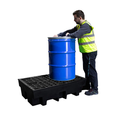 Recycled 2 Drum Polyethylene Spill Pallet - BP2R || To Hold 2 Drums
