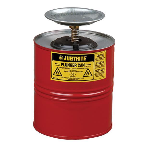 4ltr Justrite® Plunger Can - 10308Z ||185mmØ H267mm