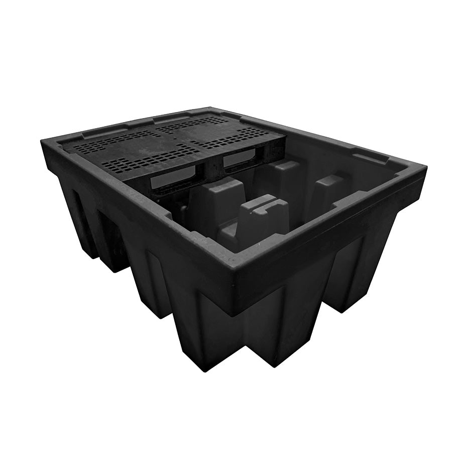 (Clearance) Black Single IBC Spill Pallet with Removable Grid - BB1 || 1100ltr Sump Capacity