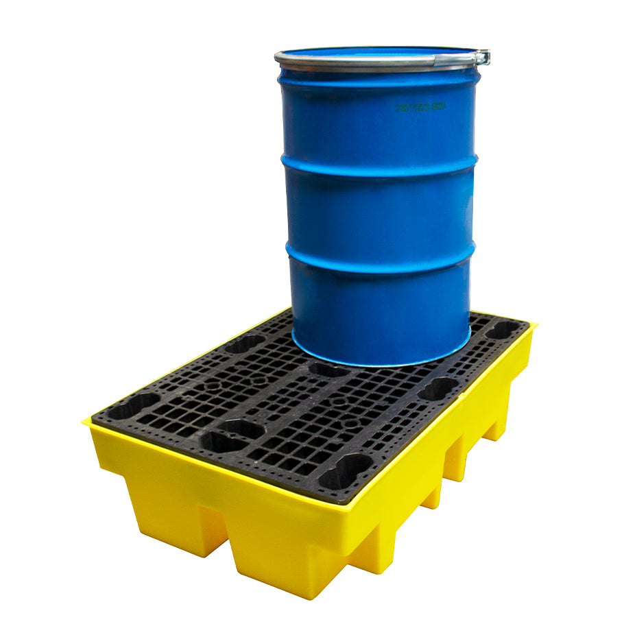 (Clearance) Double Drum Spill Pallet - BP2 || 240ltr Sump Capacity