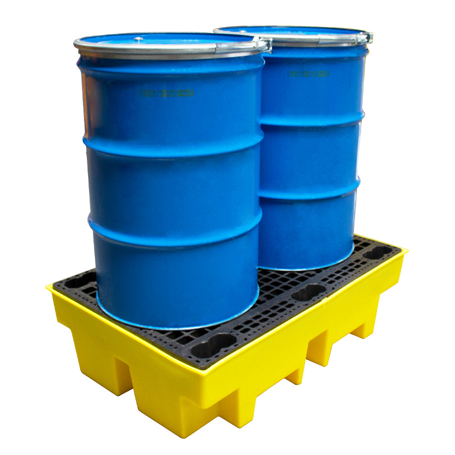 (Clearance) Double Drum Spill Pallet - BP2 || 240ltr Sump Capacity
