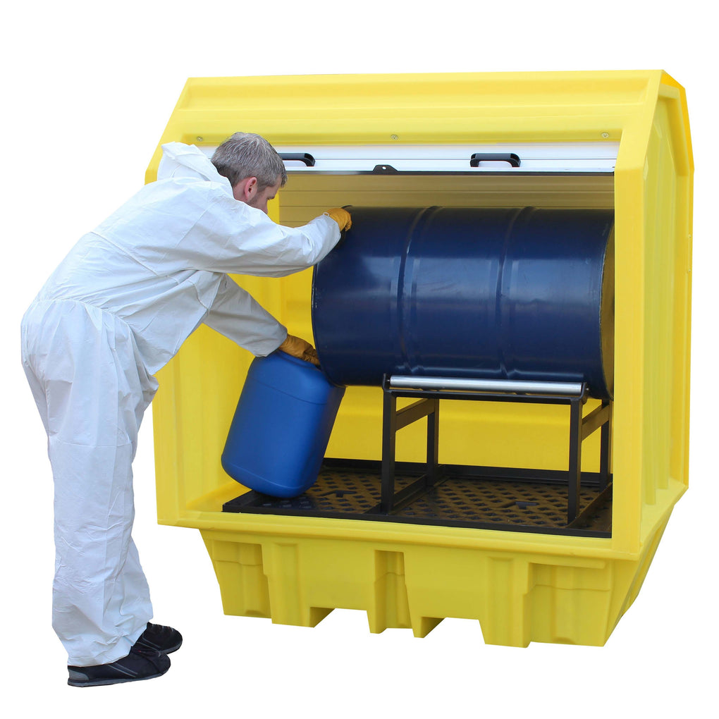 BP2HCH - 2 Drum Hard Covered Plastic Bunded Spill Containment Pallet with Drum Cradle