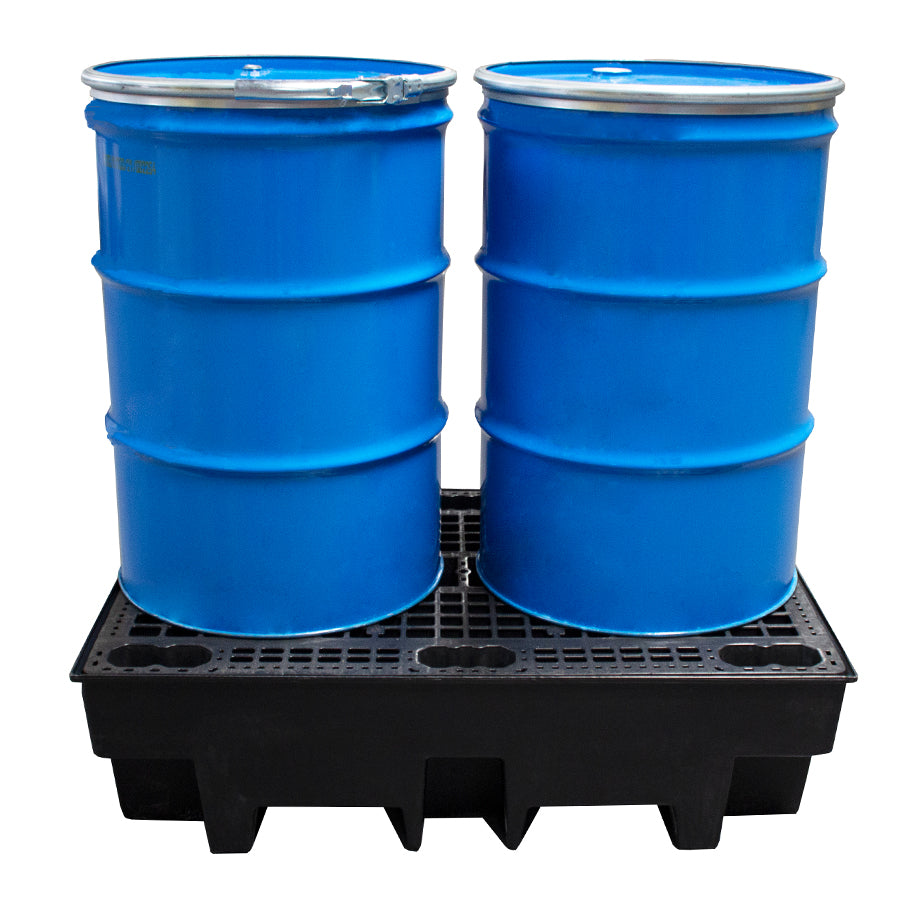 Recycled 2 Drum Polyethylene Spill Pallet - BP2R || To Hold 2 Drums