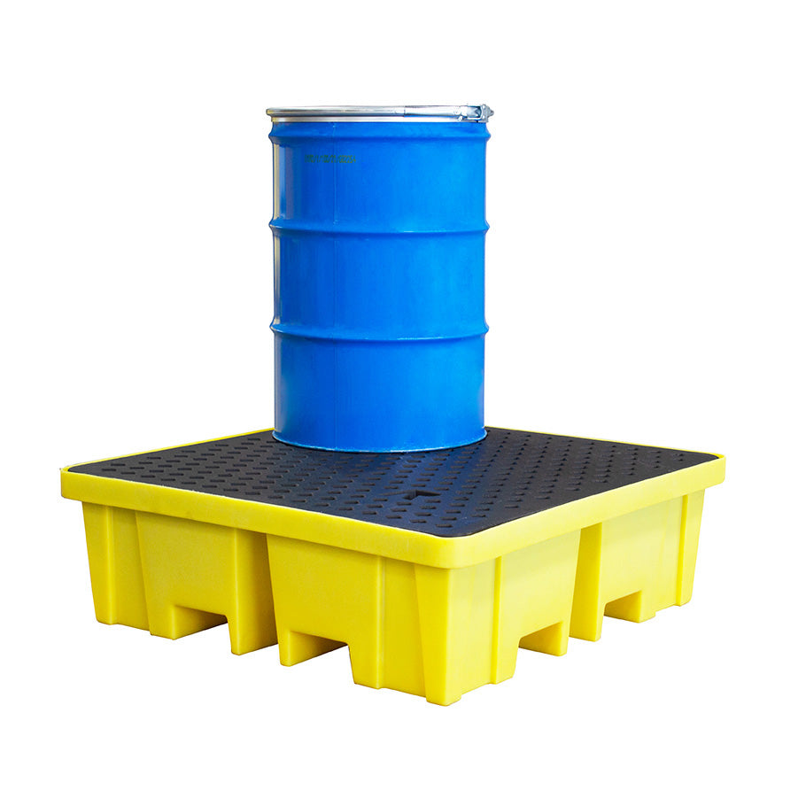 Plastic 4 Drum Spill Pallet With 4-Way Forklift Entry - BP4FW ||To Hold 4 Drums