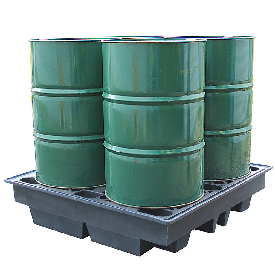 BP4LR - Low Profile 4 Drum Recycled Plastic Bunded Spill Containment Pallet