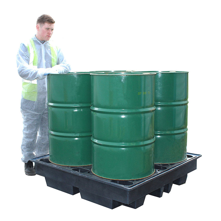 BP4LR - Low Profile 4 Drum Recycled Plastic Bunded Spill Containment Pallet