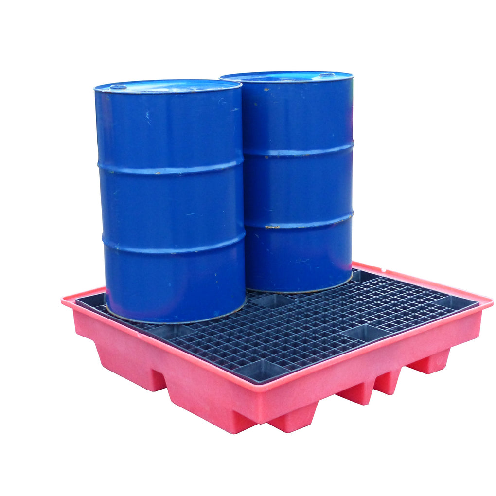 (Clearance) Low Profile 4 Drum Spill Pallet - BP4L ||For 4 Drums