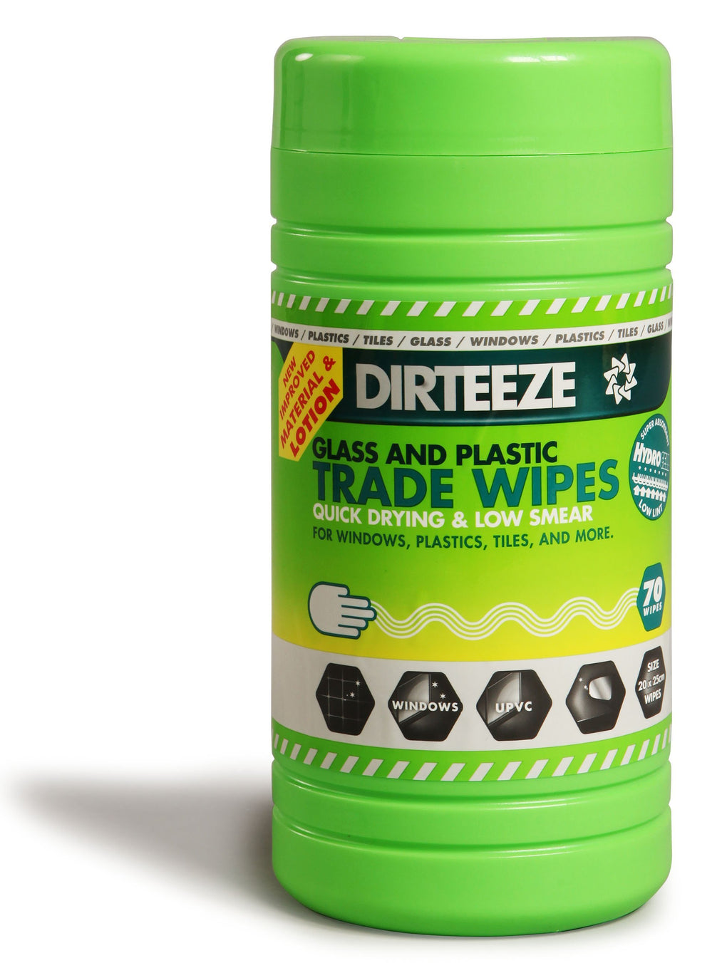 Dirteeze Glass and Plastic Trade Wipes - GDCL80 ||8 Tubs of 80 Wipes