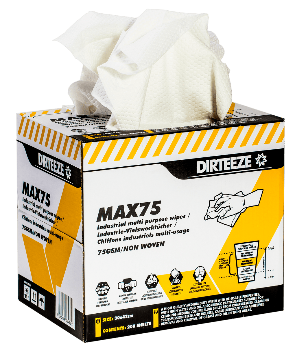 Dirteeze Industrial Multi-Purpose Wipes - MAX75B ||1 Box of 176 Wipes