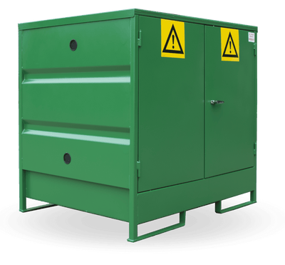 VD4D - Vertical Steel 4 Drum Bunded Spill Containment Pallet with Doors