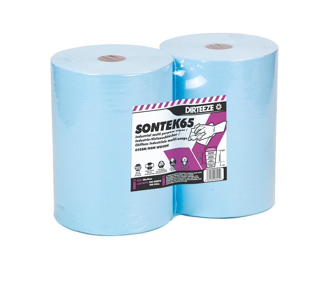 Dirteeze Industrial Multi-Purpose Technical Process Wipes - SONTEK65 ||2 Rolls of 280 Wipes