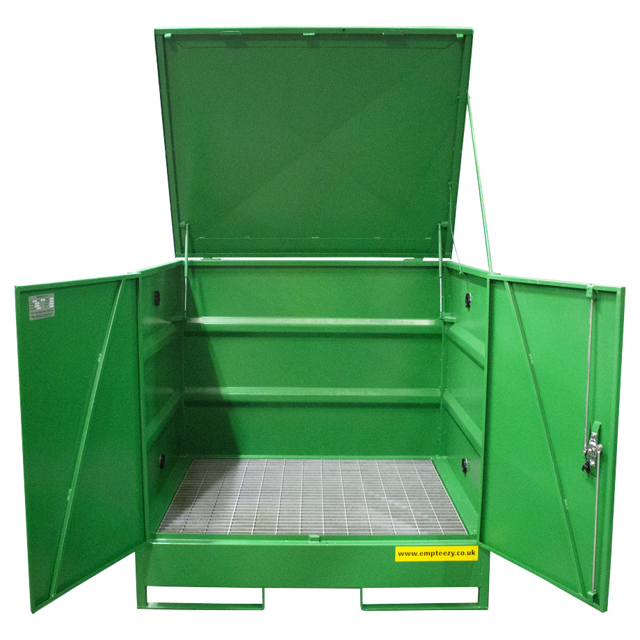 VD4D - Vertical Steel 4 Drum Bunded Spill Containment Pallet with Doors